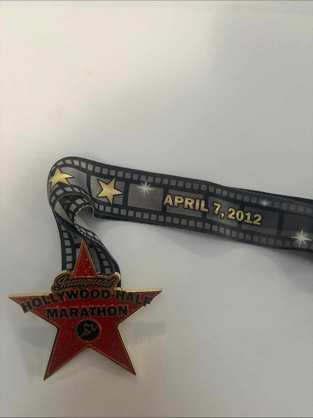 Hollywood Half Marathon Red Star Medal with Film-Strip Ribbon